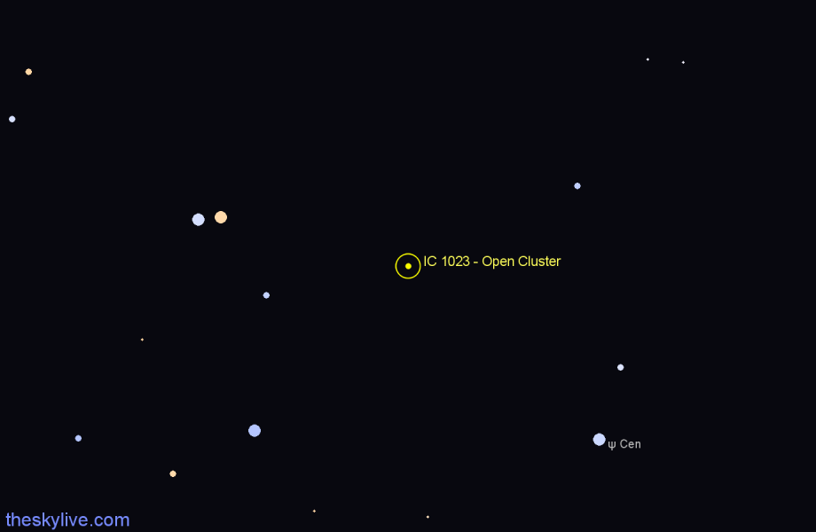 Finder chart IC 1023 - Open Cluster in Centaurus star