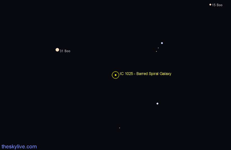 Finder chart IC 1025 - Barred Spiral Galaxy in Virgo star