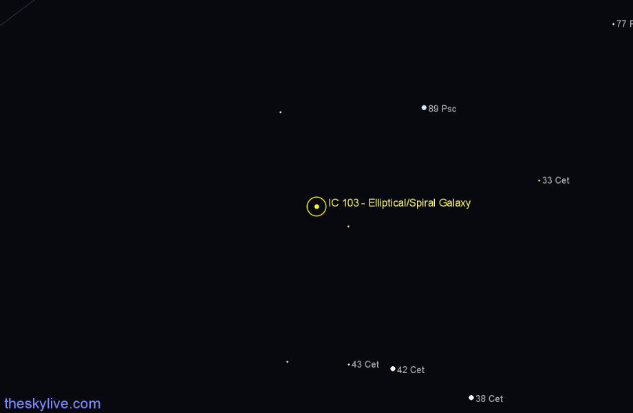 Finder chart IC 103 - Elliptical/Spiral Galaxy in Cetus star