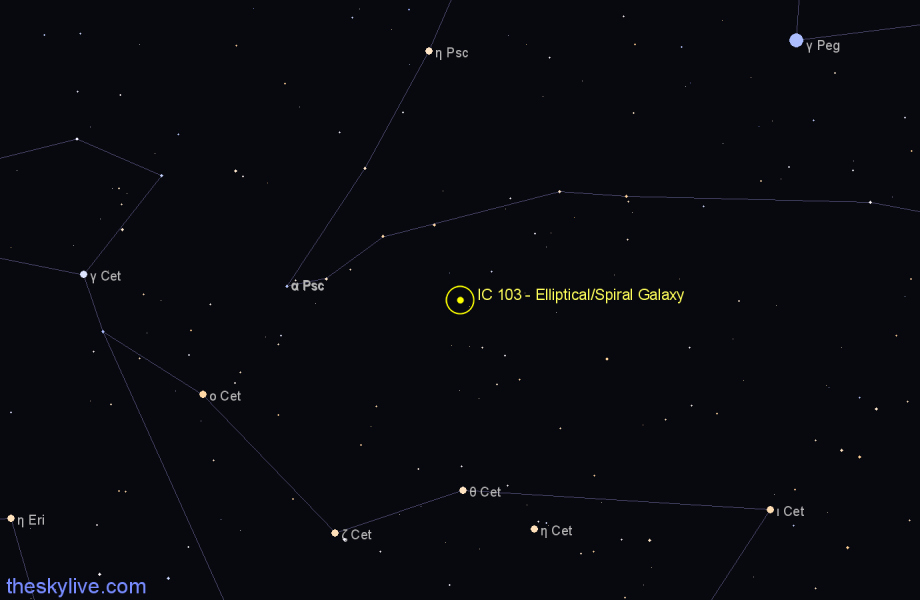 Finder chart IC 103 - Elliptical/Spiral Galaxy in Cetus star