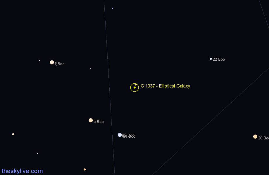 Finder chart IC 1037 - Elliptical Galaxy in Boötes star