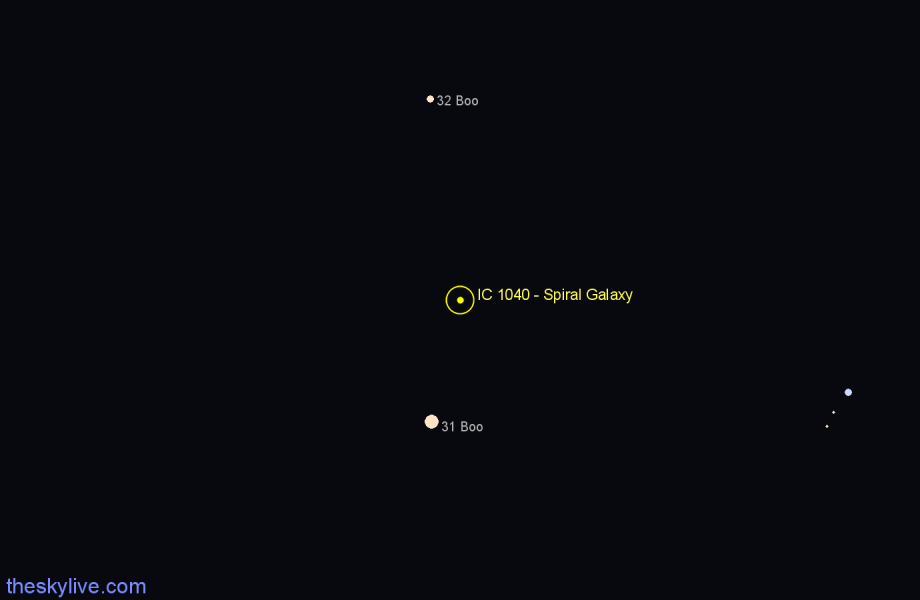 Finder chart IC 1040 - Spiral Galaxy in Boötes star