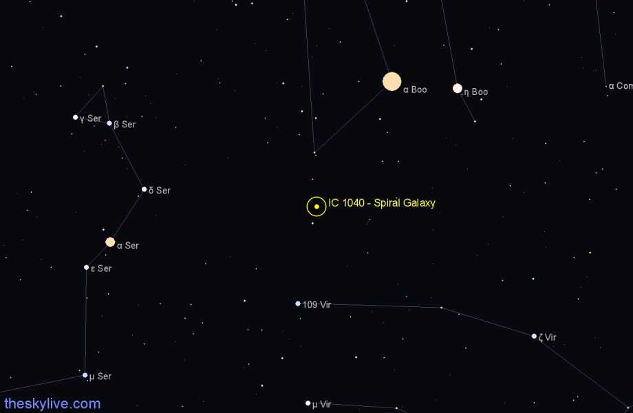 Finder chart IC 1040 - Spiral Galaxy in Boötes star