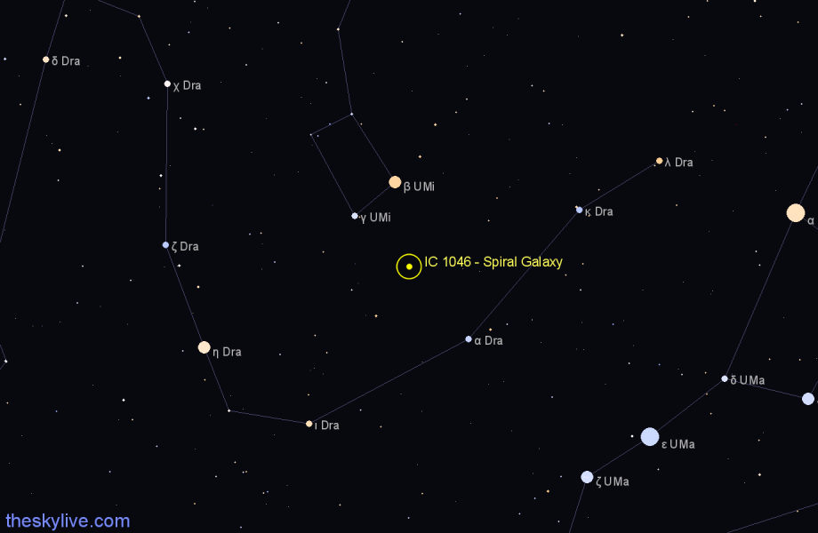Finder chart IC 1046 - Spiral Galaxy in Ursa Minor star