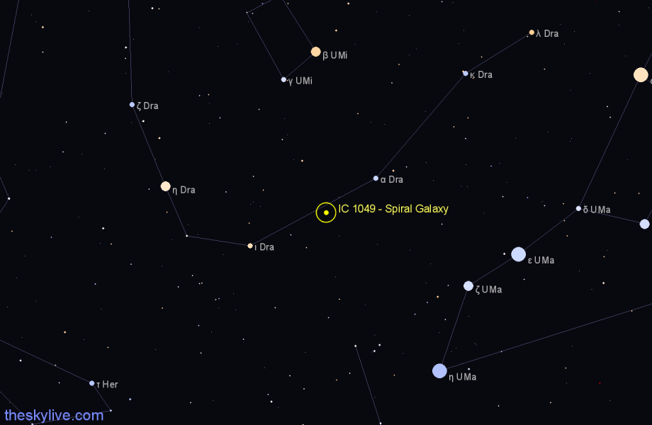 Finder chart IC 1049 - Spiral Galaxy in Draco star