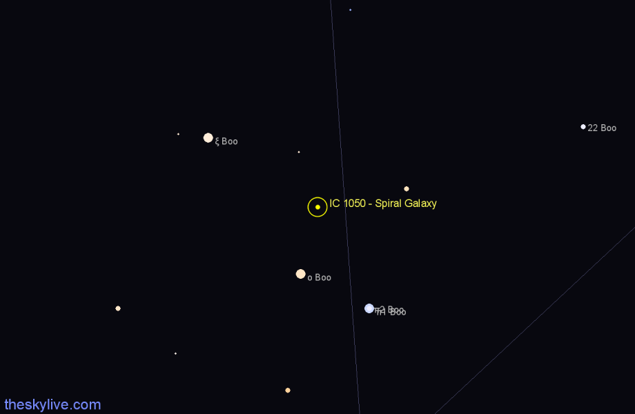 Finder chart IC 1050 - Spiral Galaxy in Boötes star