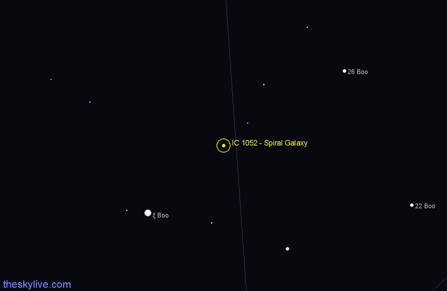 Finder chart IC 1052 - Spiral Galaxy in Boötes star