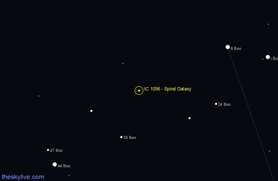 Finder chart IC 1056 - Spiral Galaxy in Boötes star