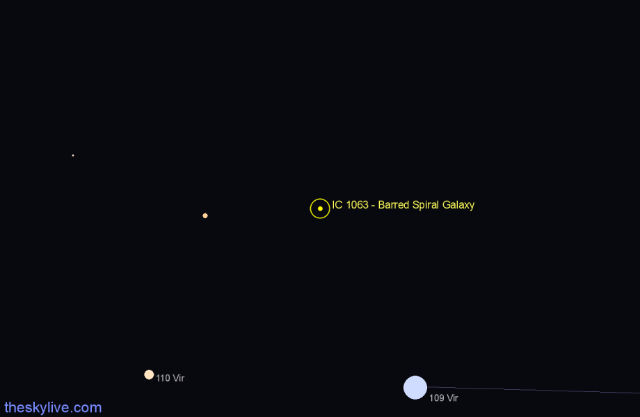 Finder chart IC 1063 - Barred Spiral Galaxy in Virgo star