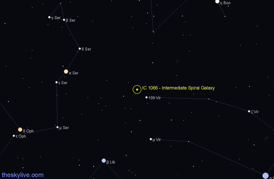 Finder chart IC 1066 - Intermediate Spiral Galaxy in Virgo star