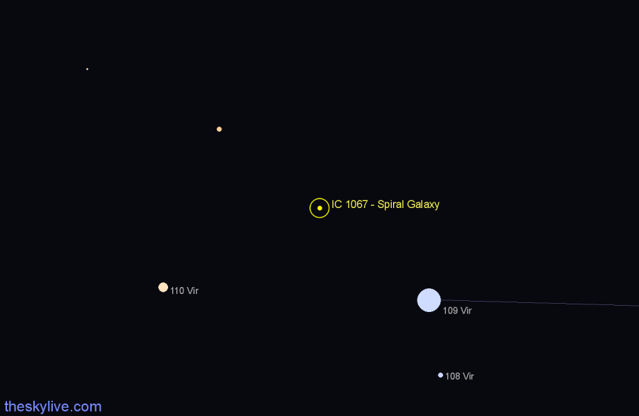 Finder chart IC 1067 - Spiral Galaxy in Virgo star