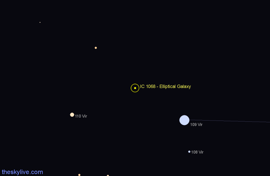 Finder chart IC 1068 - Elliptical Galaxy in Virgo star