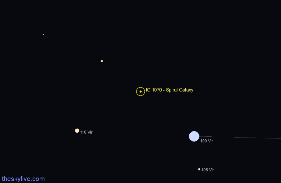 Finder chart IC 1070 - Spiral Galaxy in Virgo star