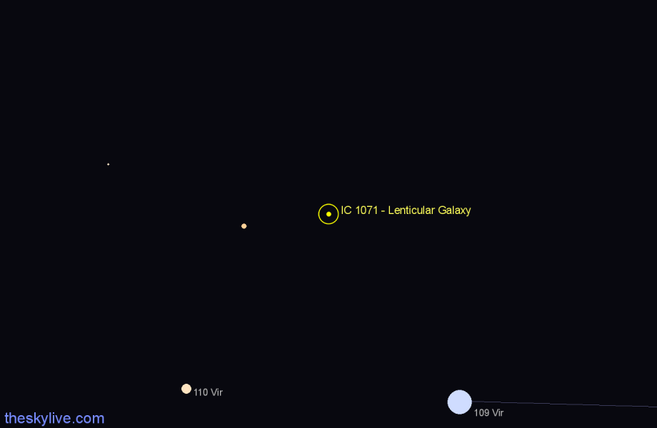 Finder chart IC 1071 - Lenticular Galaxy in Virgo star