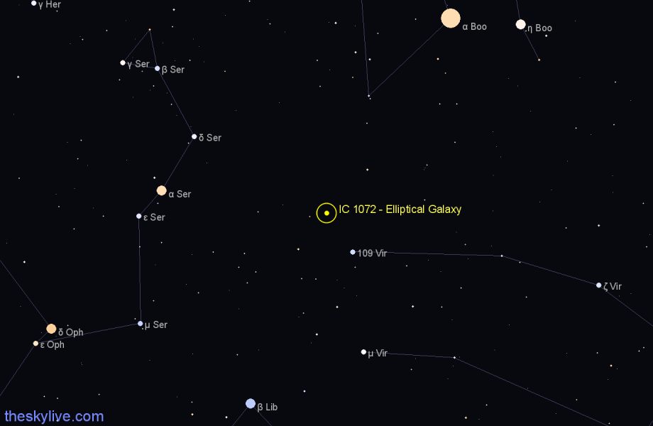 Finder chart IC 1072 - Elliptical Galaxy in Virgo star