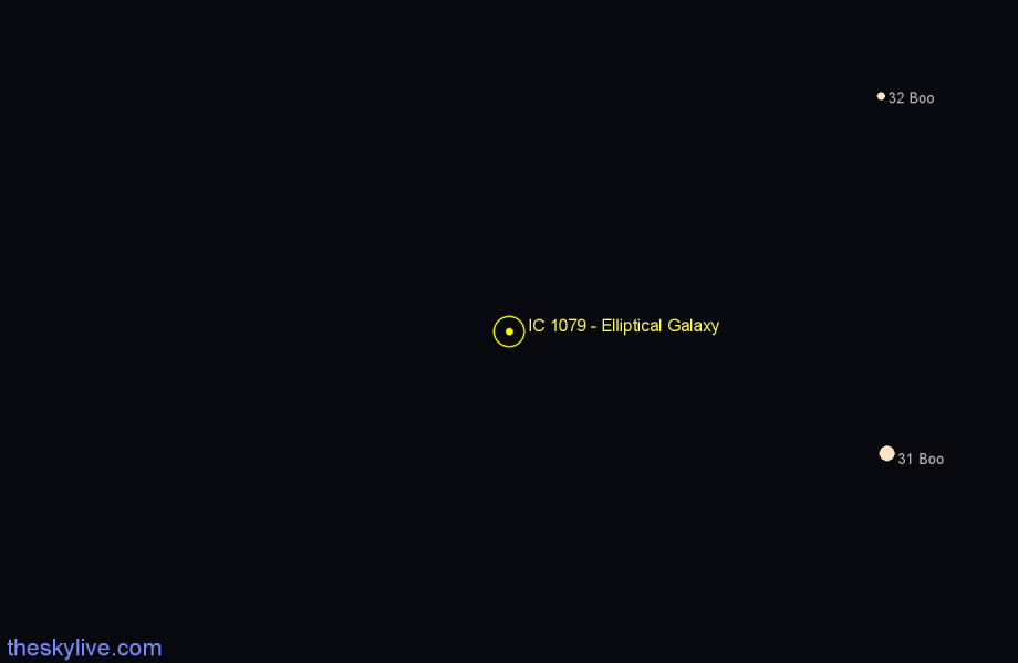 Finder chart IC 1079 - Elliptical Galaxy in Boötes star
