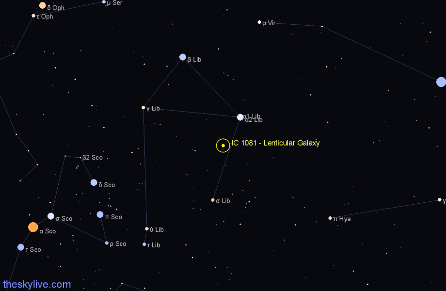 Finder chart IC 1081 - Lenticular Galaxy in Libra star