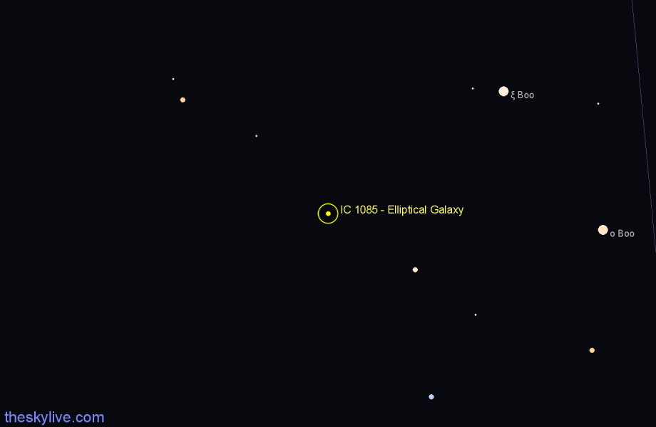 Finder chart IC 1085 - Elliptical Galaxy in Boötes star