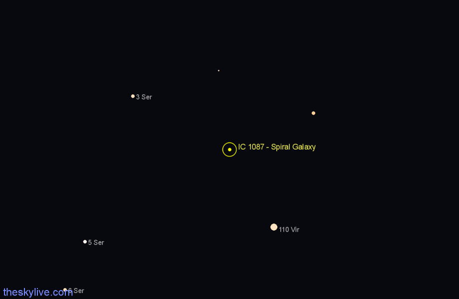 Finder chart IC 1087 - Spiral Galaxy in Virgo star