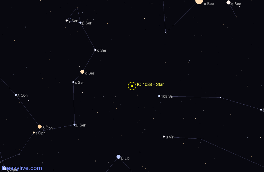 Finder chart IC 1088 - Star in Virgo star