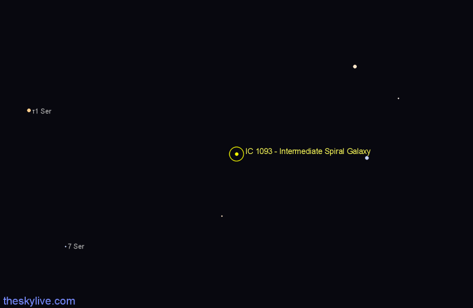 Finder chart IC 1093 - Intermediate Spiral Galaxy in Boötes star