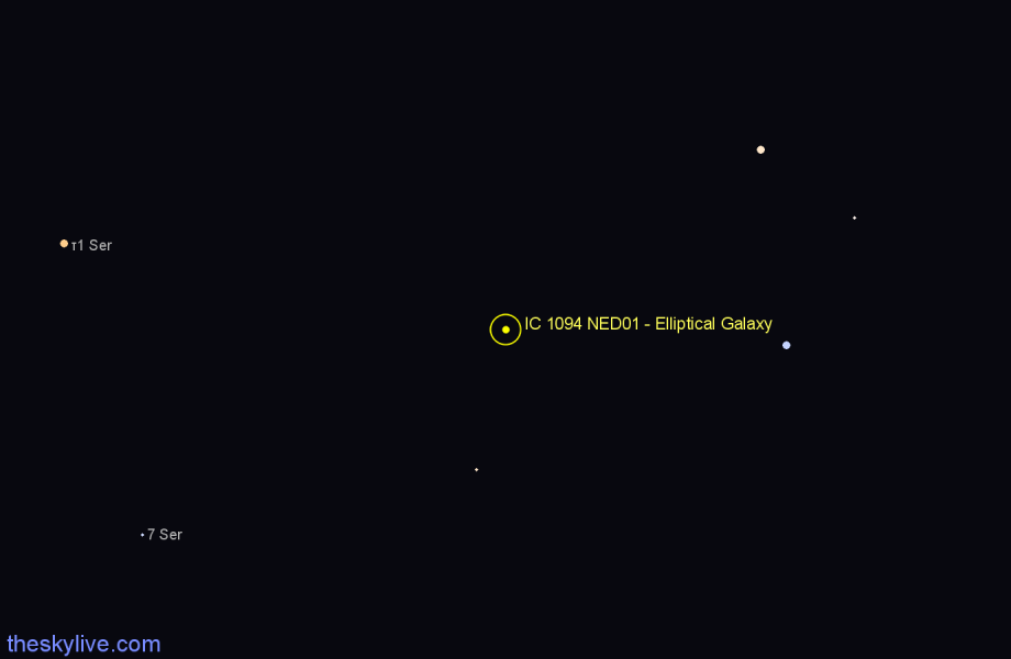 Finder chart IC 1094 NED01 - Elliptical Galaxy in Boötes star