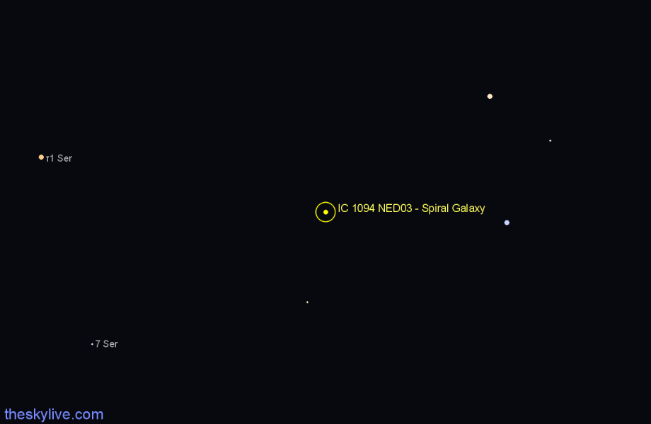 Finder chart IC 1094 NED03 - Spiral Galaxy in Boötes star