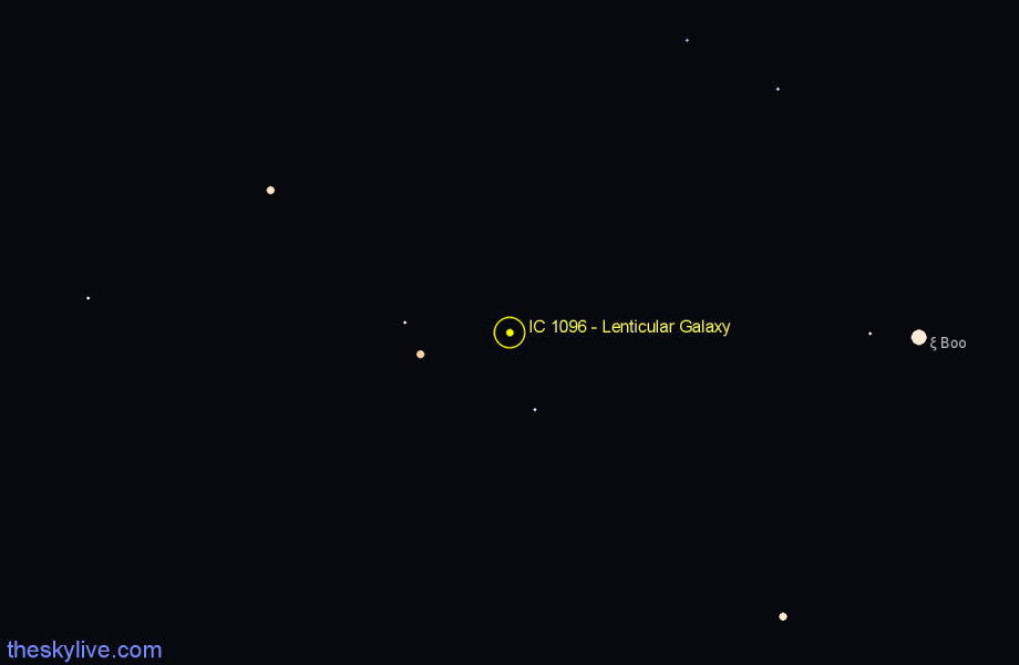 Finder chart IC 1096 - Lenticular Galaxy in Boötes star