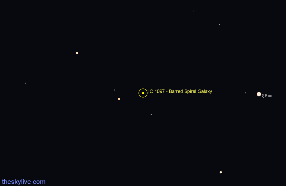 Finder chart IC 1097 - Barred Spiral Galaxy in Boötes star