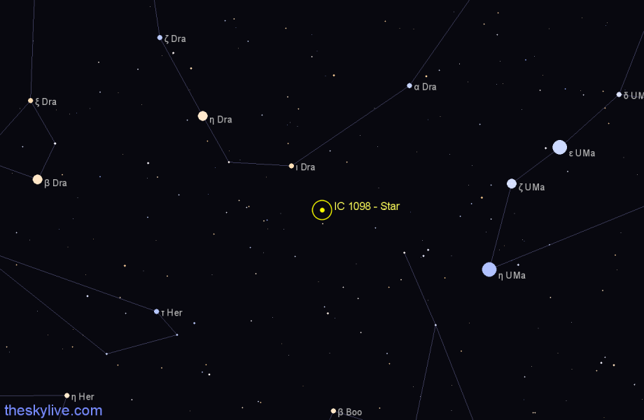 Finder chart IC 1098 - Star in Draco star