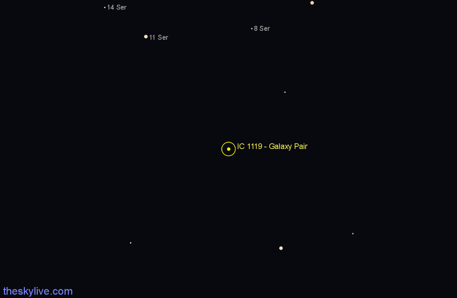 Finder chart IC 1119 - Galaxy Pair in Libra star