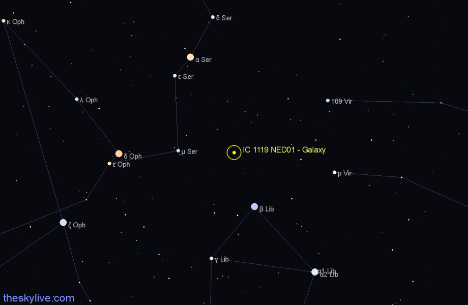 Finder chart IC 1119 NED01 - Galaxy in Libra star