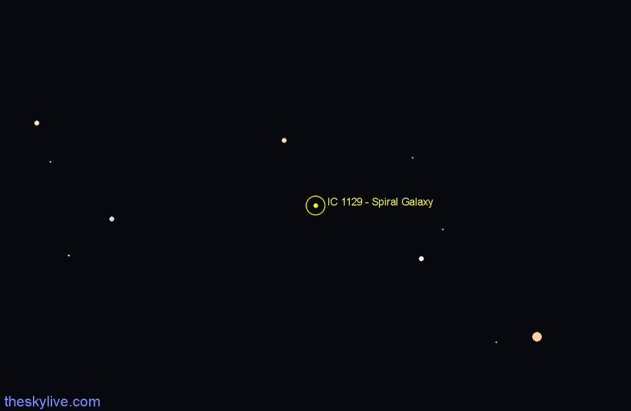 Finder chart IC 1129 - Spiral Galaxy in Ursa Minor star