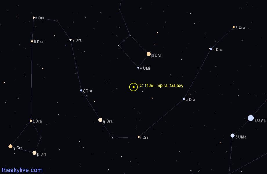 Finder chart IC 1129 - Spiral Galaxy in Ursa Minor star