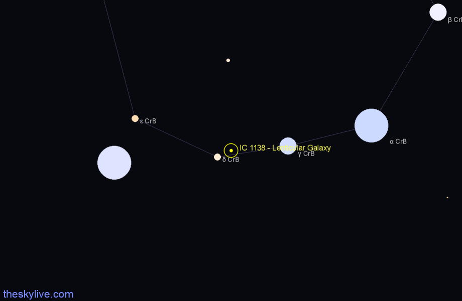 Finder chart IC 1138 - Lenticular Galaxy in Corona Borealis star