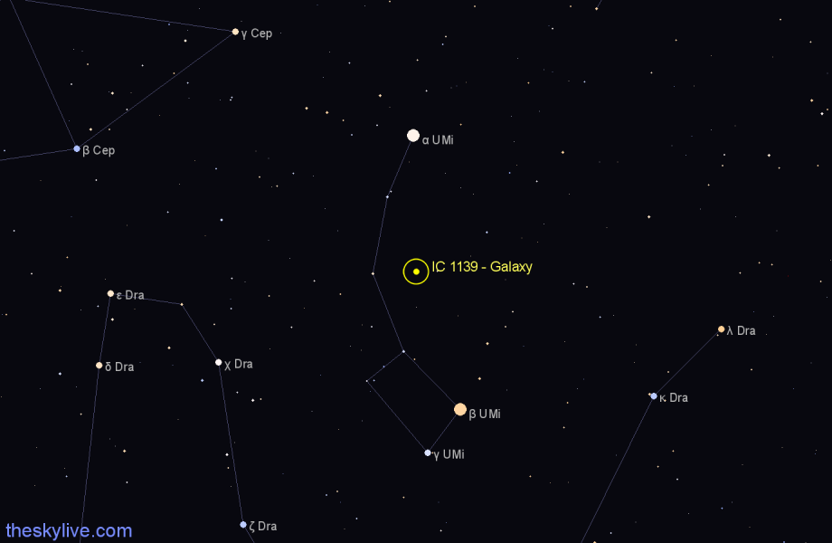 Finder chart IC 1139 - Galaxy in Ursa Minor star