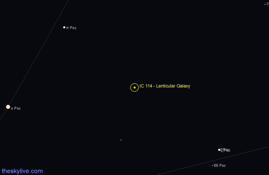 Finder chart IC 114 - Lenticular Galaxy in Pisces star