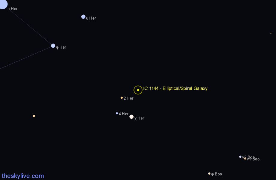 Finder chart IC 1144 - Elliptical/Spiral Galaxy in Hercules star