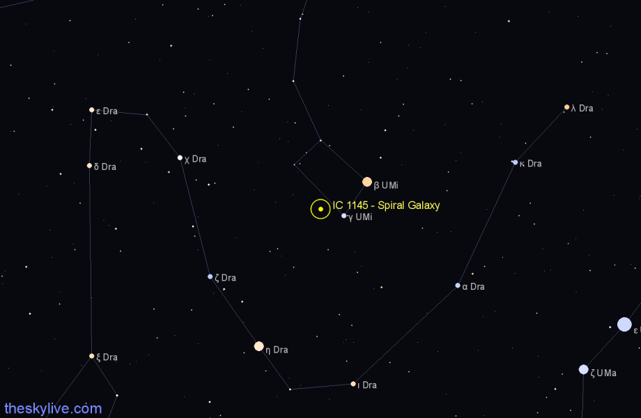 Finder chart IC 1145 - Spiral Galaxy in Ursa Minor star