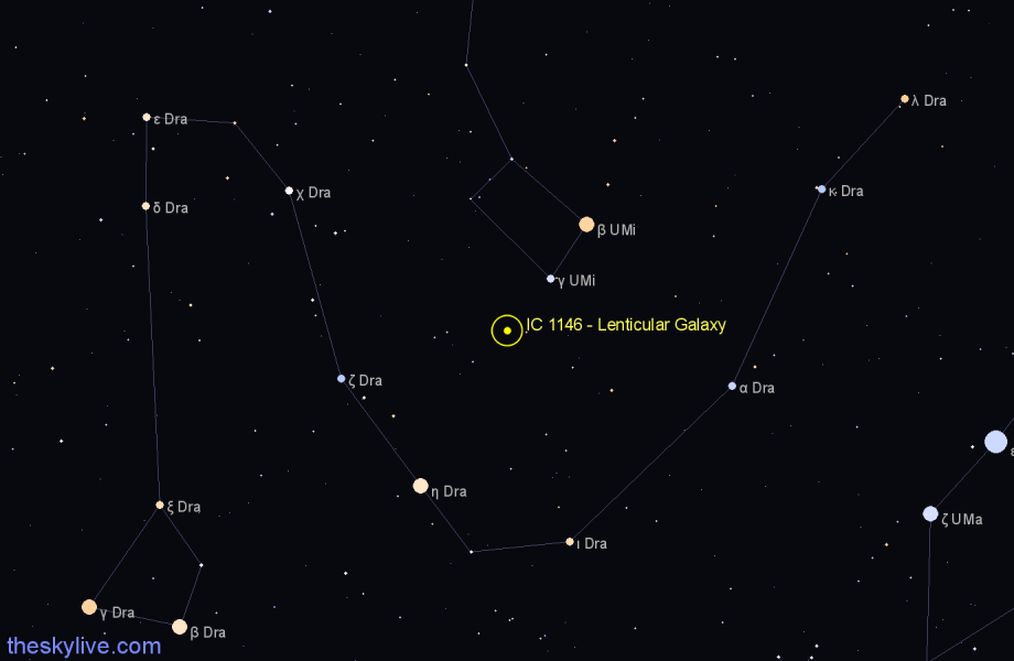 Finder chart IC 1146 - Lenticular Galaxy in Draco star