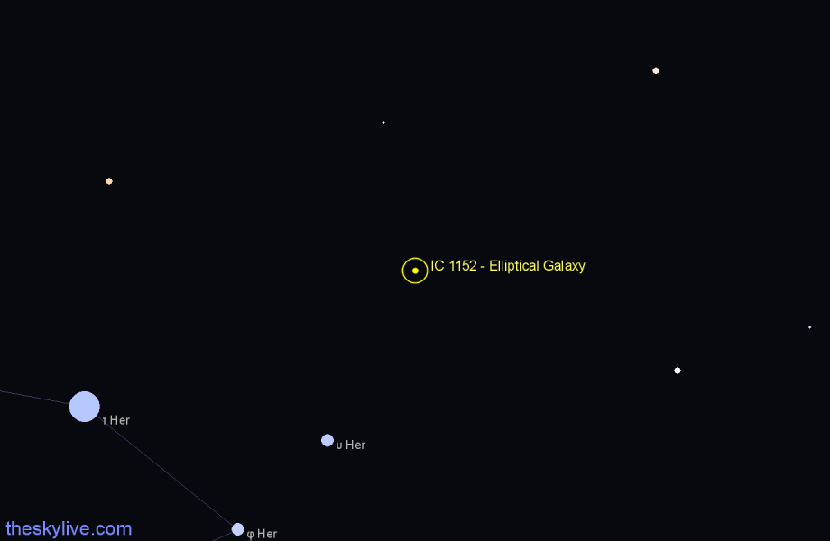 Finder chart IC 1152 - Elliptical Galaxy in Hercules star