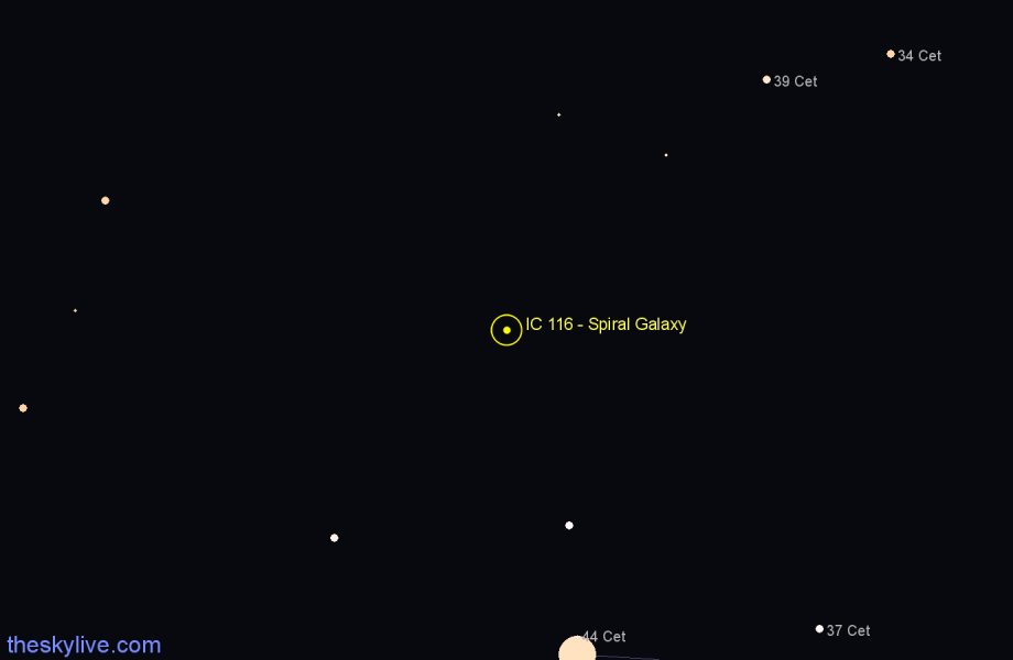 Finder chart IC 116 - Spiral Galaxy in Cetus star