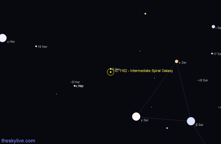 Finder chart IC 1162 - Intermediate Spiral Galaxy in Hercules star