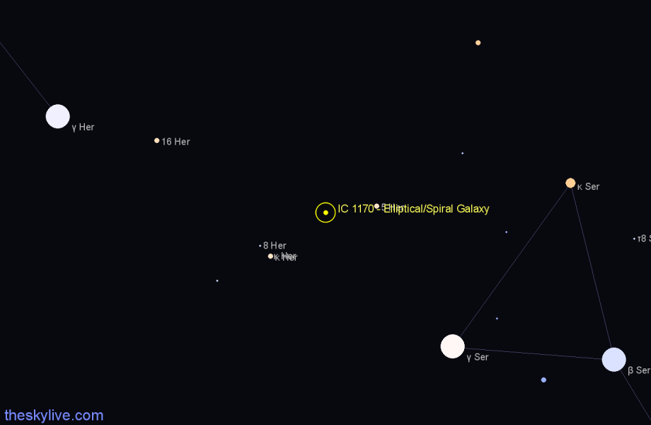 Finder chart IC 1170 - Elliptical/Spiral Galaxy in Hercules star