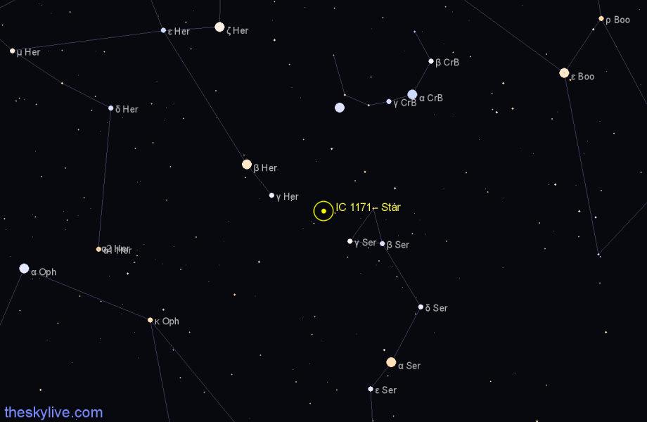 Finder chart IC 1171 - Star in Hercules star