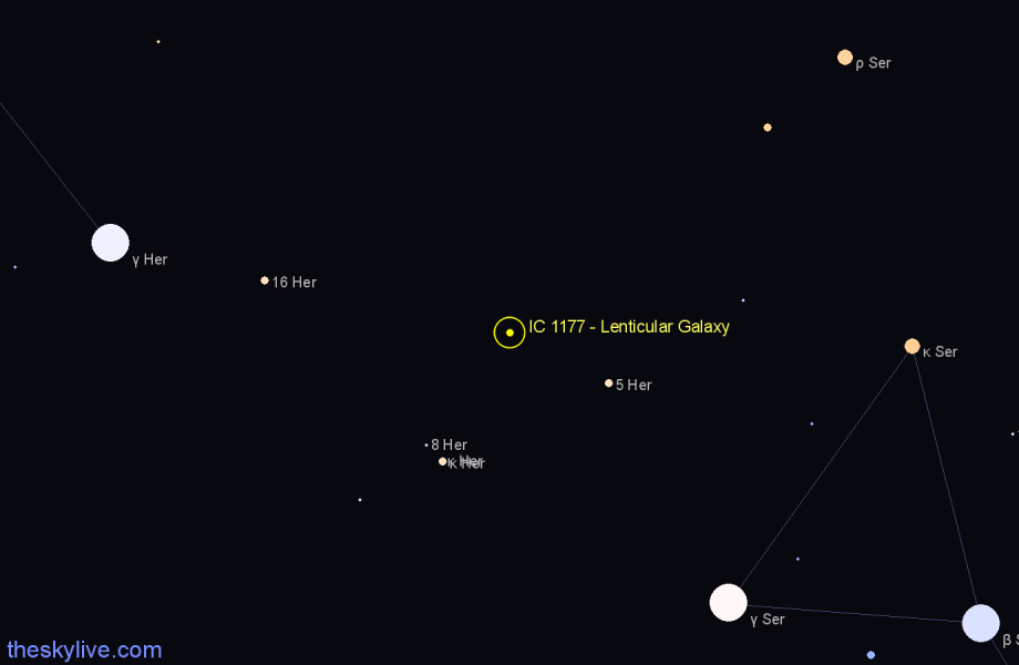 Finder chart IC 1177 - Lenticular Galaxy in Hercules star