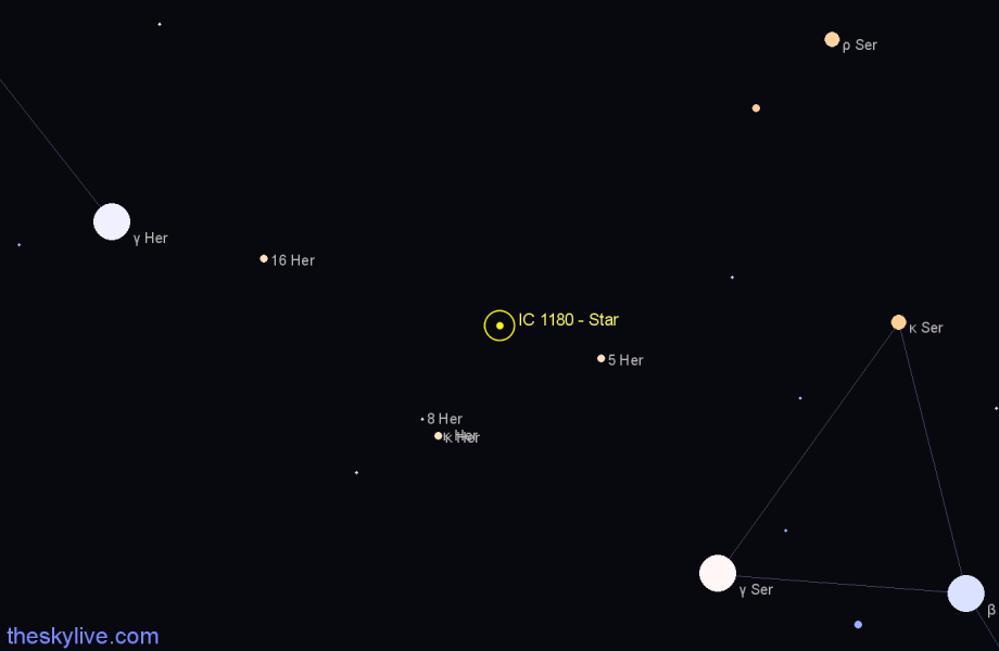 Finder chart IC 1180 - Star in Hercules star