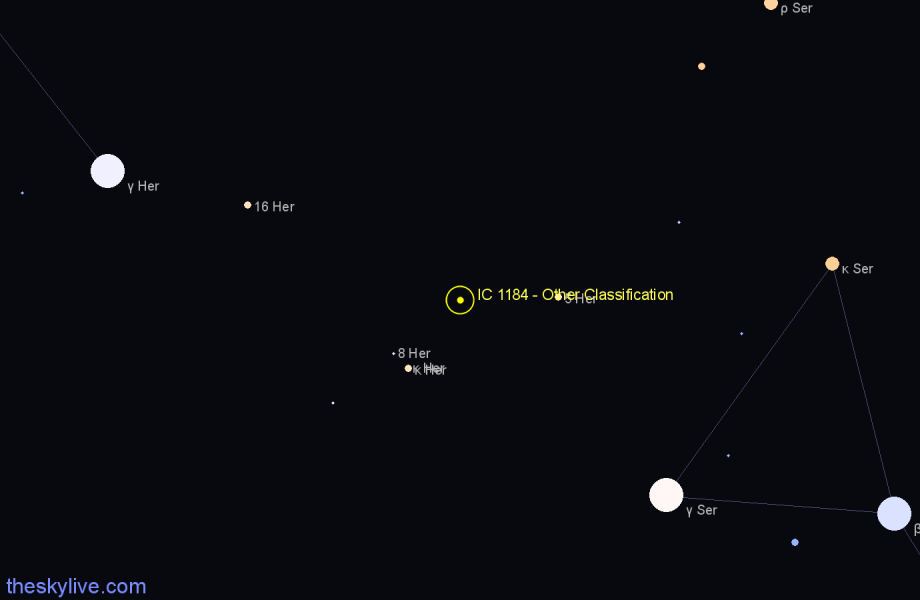 Finder chart IC 1184 - Other Classification in Hercules star