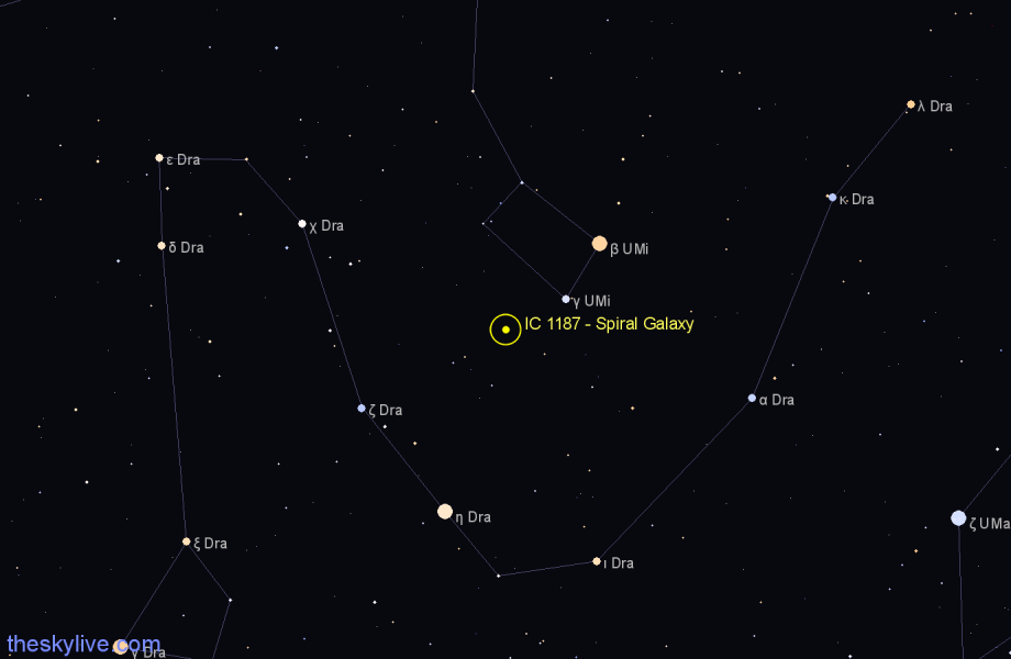 Finder chart IC 1187 - Spiral Galaxy in Ursa Minor star