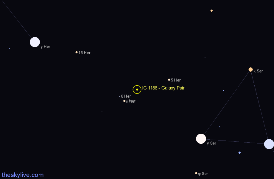 Finder chart IC 1188 - Galaxy Pair in Hercules star